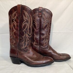 Vintage Texas Leather Made in USA Brown Men's Western Cowboy Boots Size 10 1/2